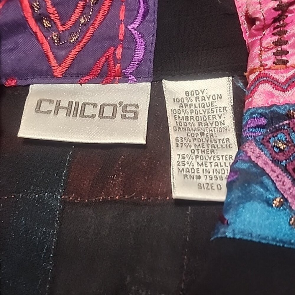 Chicos Womens Patchwork Embroidered Button-Up Jac… - image 5